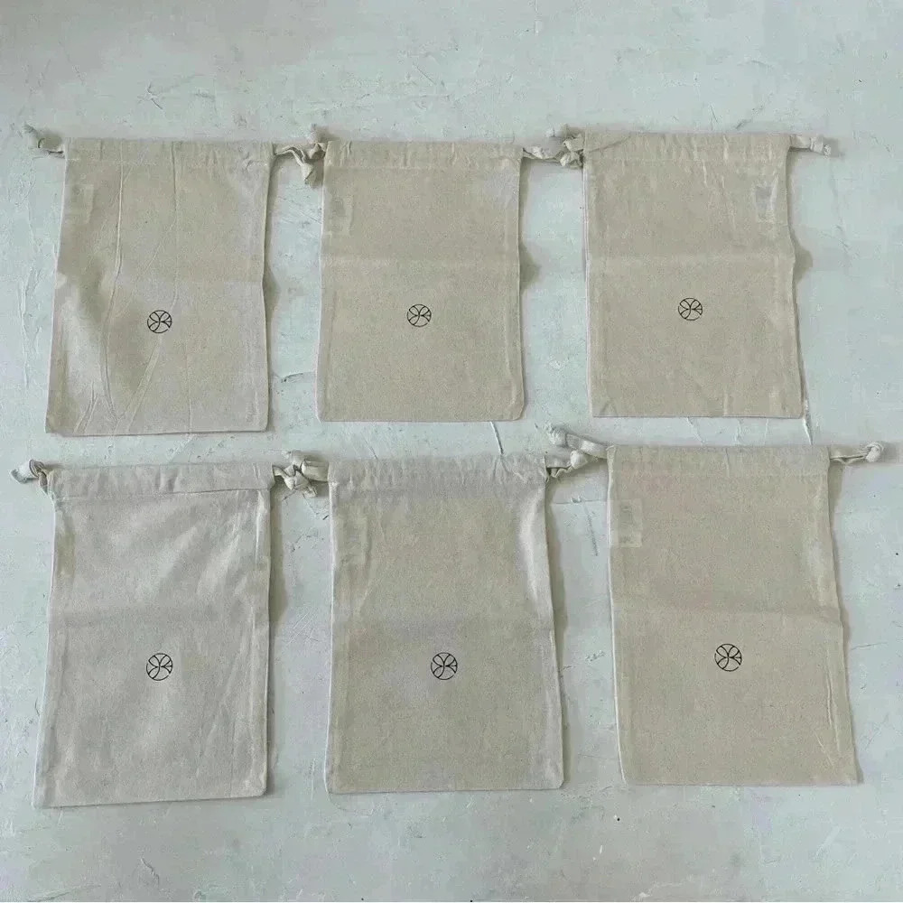 Canvas Gift Bag Dust Bag Pouch Drawstrings Bundle of 6 Japanese Pouch